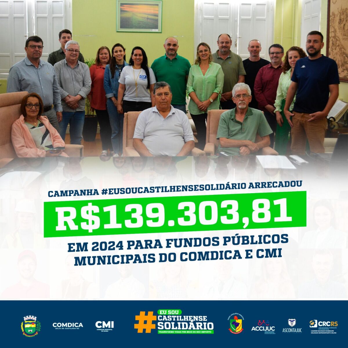 Júlio de Castilhos – Campanha #EuSouCastilhenseSolidário arrecadou R$139.303,81 em 2024 para fundos públicos municipais do COMDICA e CMI