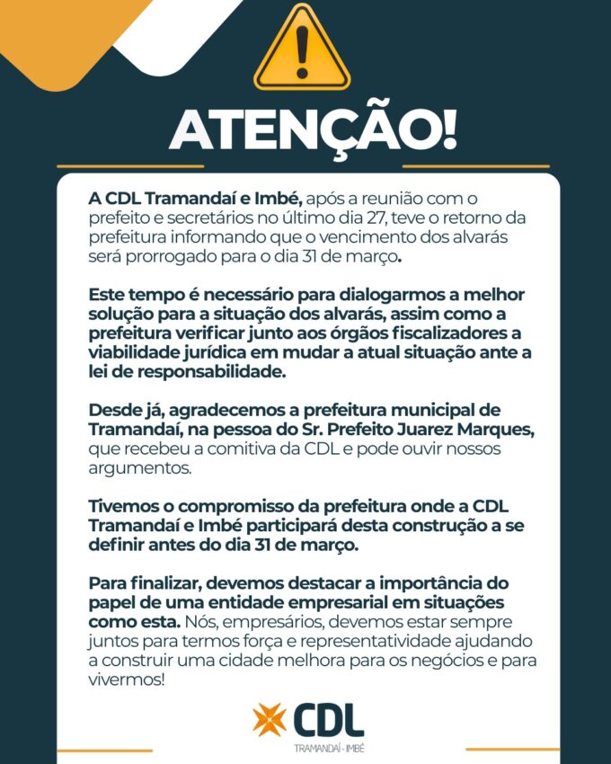 Tramandaí – Vencimento dos alvarás será prorrogado até o dia 31 de março.