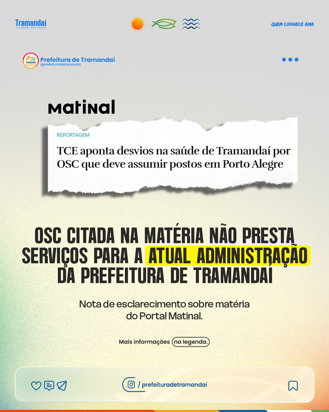 Prefeitura de Tramandaí – Nota de Esclarecimento