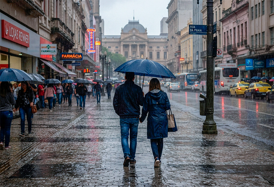 Clima e tempo – Quinta-feira tem tempo abafado, chuva e risco de temporais no RS